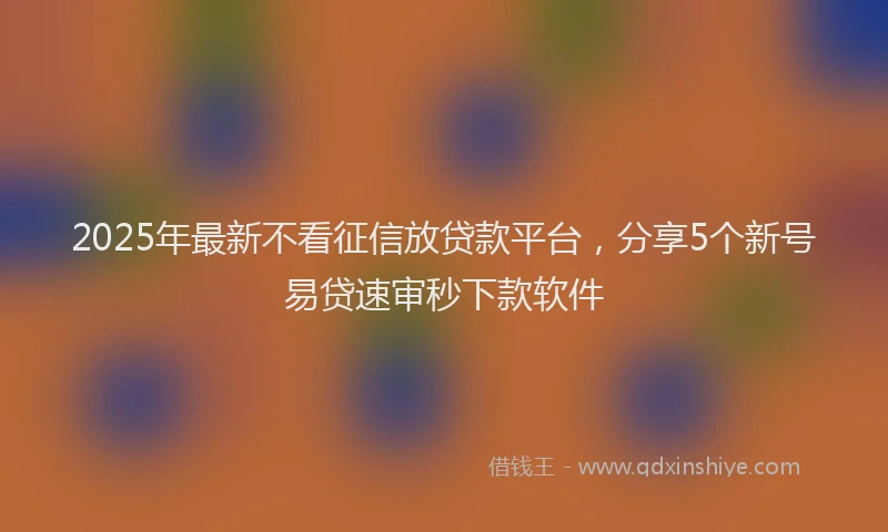 2025年最新不看征信放贷款平台，分享5个新号易贷速审秒下款软件