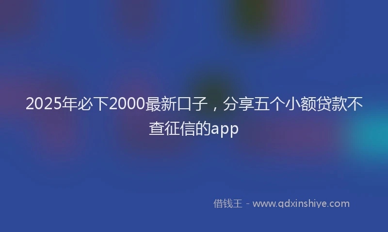 2025年必下2000最新口子，分享五个小额贷款不查征信的app