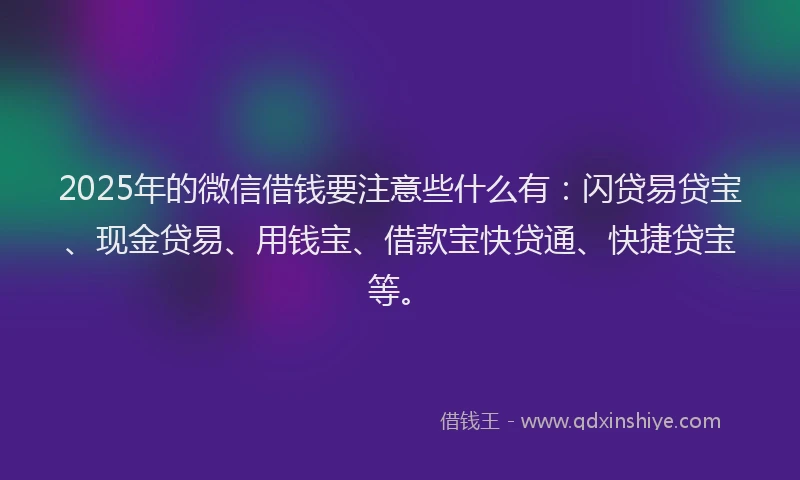 2025年的微信借钱要注意些什么有：闪贷易贷宝、现金贷易、用钱宝、借款宝快贷通、快捷贷宝等。