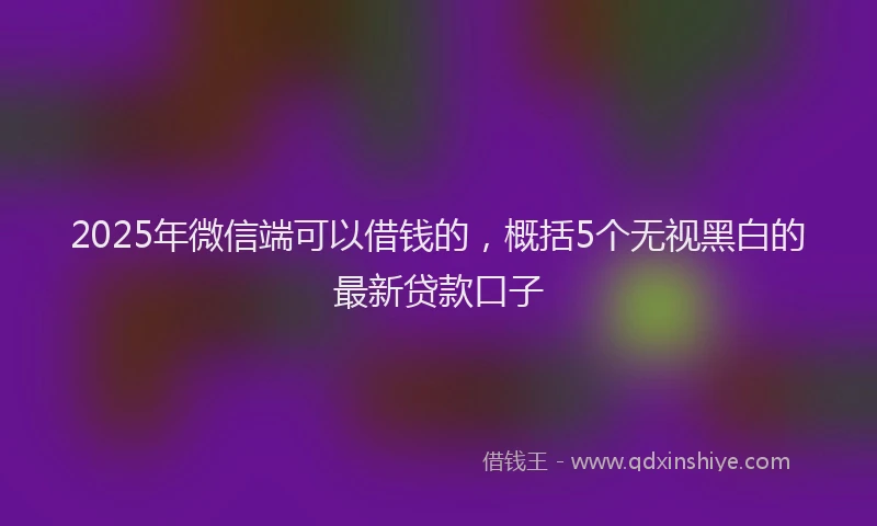 2025年微信端可以借钱的，概括5个无视黑白的最新贷款口子