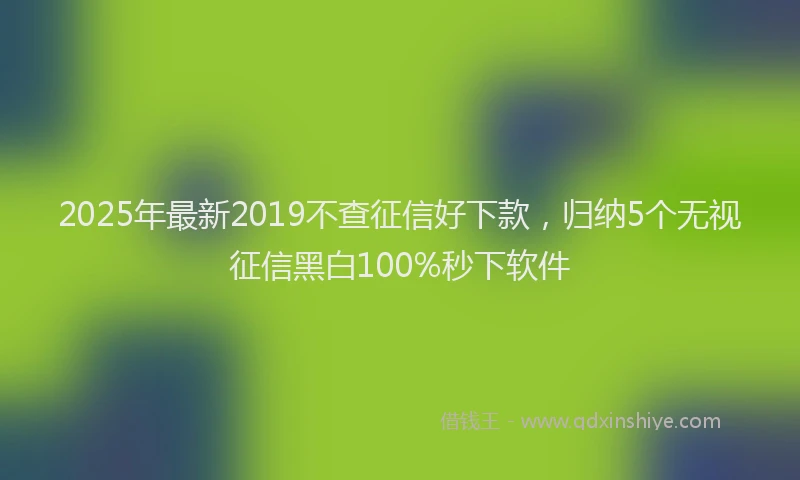 2025年最新2019不查征信好下款，归纳5个无视征信黑白100%秒下软件
