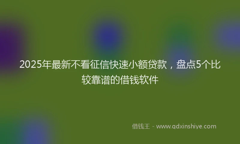 2025年最新不看征信快速小额贷款，盘点5个比较靠谱的借钱软件