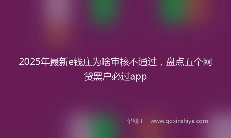 2025年最新e钱庄为啥审核不通过，盘点五个网贷黑户必过app