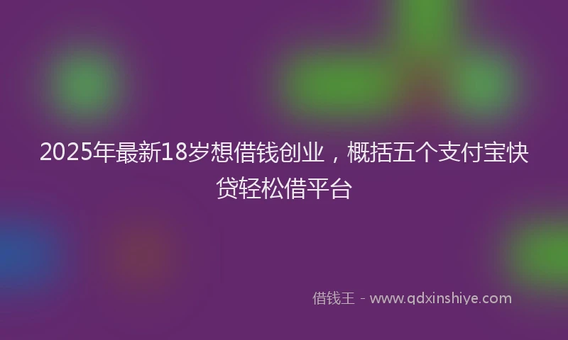 2025年最新18岁想借钱创业，概括五个支付宝快贷轻松借平台