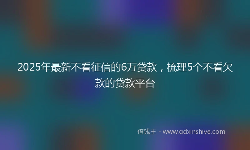 2025年最新不看征信的6万贷款，梳理5个不看欠款的贷款平台