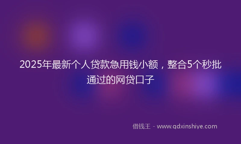 2025年最新个人贷款急用钱小额，整合5个秒批通过的网贷口子