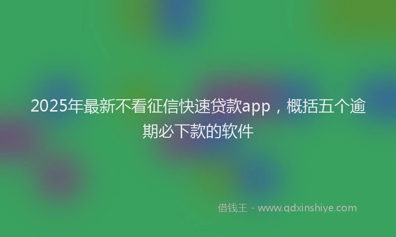 2025年最新不看征信快速贷款app，概括五个逾期必下款的软件