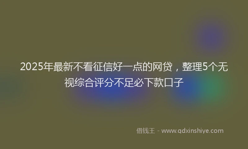 2025年最新不看征信好一点的网贷，整理5个无视综合评分不足必下款口子