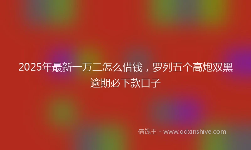 2025年最新一万二怎么借钱，罗列五个高炮双黑逾期必下款口子