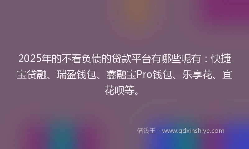 2025年的不看负债的贷款平台有哪些呢有：快捷宝贷融、瑞盈钱包、鑫融宝Pro钱包、乐享花、宜花呗等。