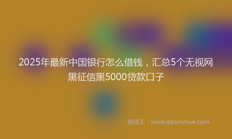 2025年最新中国银行怎么借钱，汇总5个无视网黑征信黑5000贷款口子