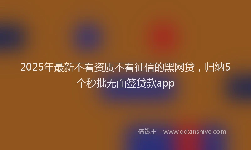 2025年最新不看资质不看征信的黑网贷，归纳5个秒批无面签贷款app