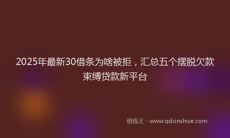 2025年最新30借条为啥被拒，汇总五个摆脱欠款束缚贷款新平台