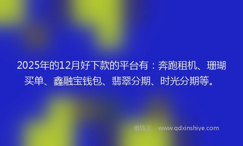 2025年的12月好下款的平台有：奔跑租机、珊瑚买单、鑫融宝钱包、翡翠分期、时光分期等。