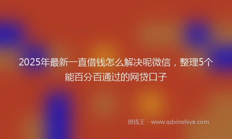 2025年最新一直借钱怎么解决呢微信，整理5个能百分百通过的网贷口子