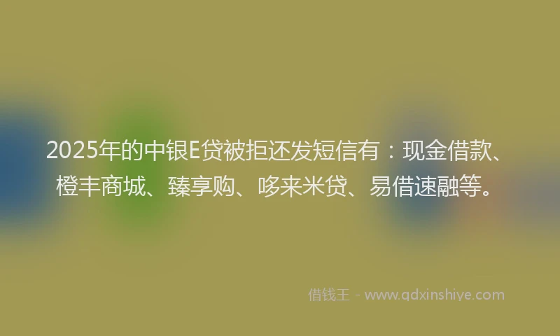 2025年的中银E贷被拒还发短信有：现金借款、橙丰商城、臻享购、哆来米贷、易借速融等。