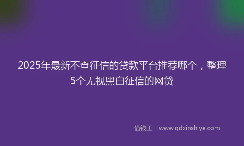 2025年最新不查征信的贷款平台推荐哪个，整理5个无视黑白征信的网贷