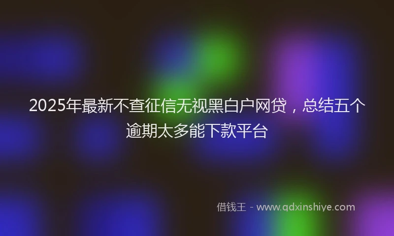 2025年最新不查征信无视黑白户网贷，总结五个逾期太多能下款平台