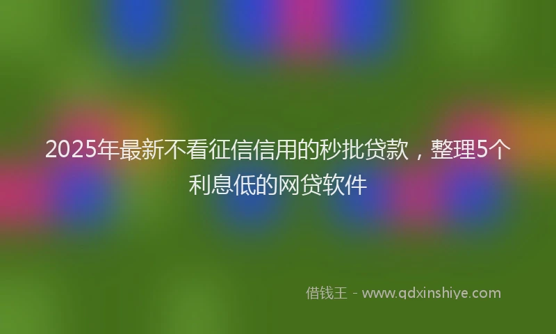 2025年最新不看征信信用的秒批贷款，整理5个利息低的网贷软件