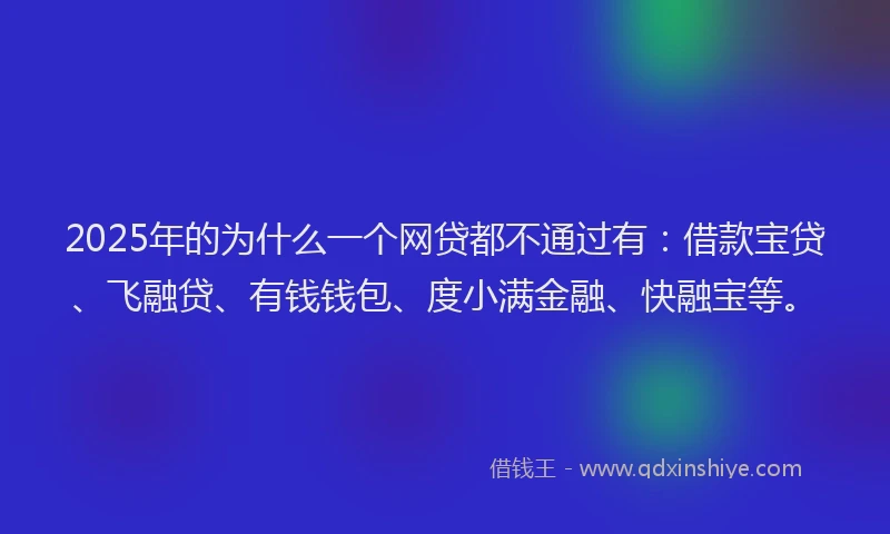 2025年的为什么一个网贷都不通过有：借款宝贷、飞融贷、有钱钱包、度小满金融、快融宝等。