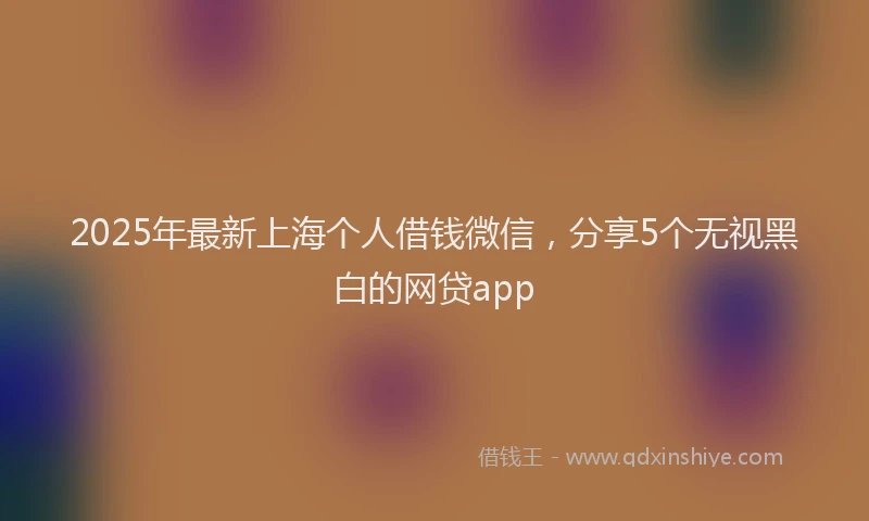 2025年最新上海个人借钱微信，分享5个无视黑白的网贷app