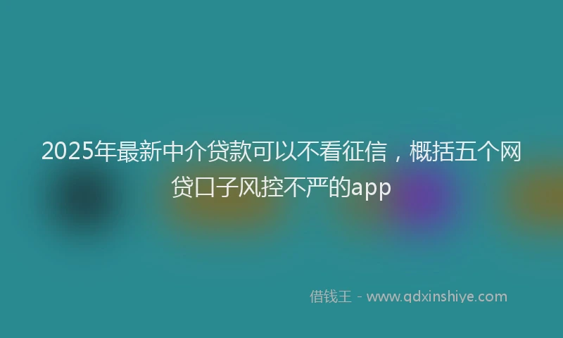 2025年最新中介贷款可以不看征信，概括五个网贷口子风控不严的app