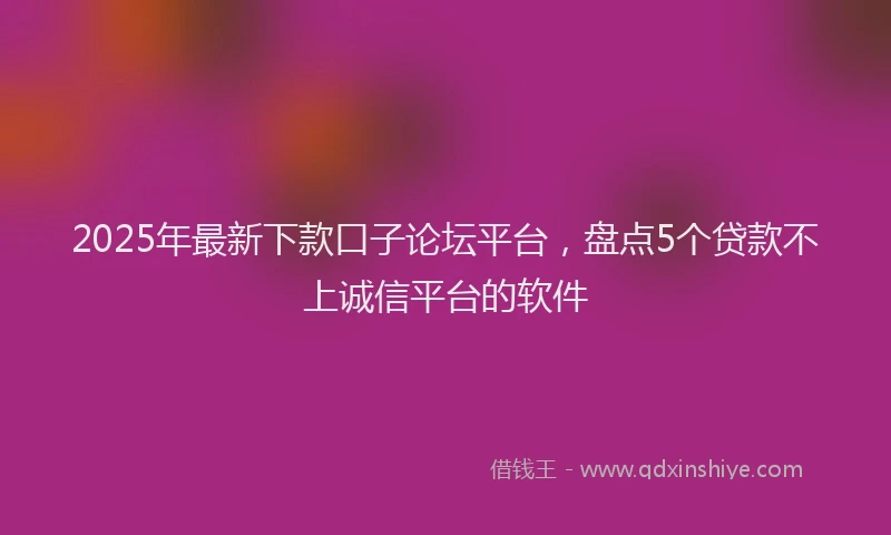 2025年最新下款口子论坛平台，盘点5个贷款不上诚信平台的软件