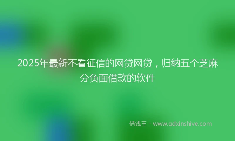 2025年最新不看征信的网贷网贷，归纳五个芝麻分负面借款的软件
