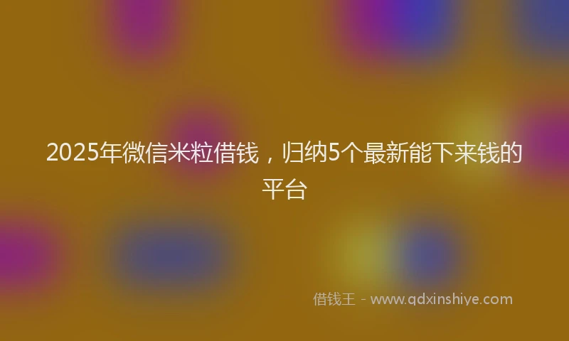 2025年微信米粒借钱，归纳5个最新能下来钱的平台