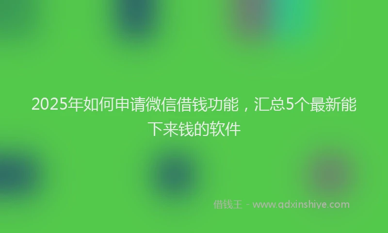 2025年如何申请微信借钱功能，汇总5个最新能下来钱的软件
