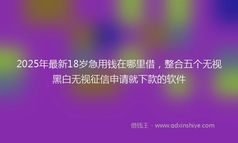2025年最新18岁急用钱在哪里借，整合五个无视黑白无视征信申请就下款的软件