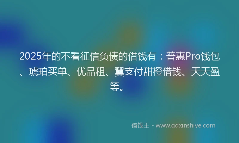 2025年的不看征信负债的借钱有：普惠Pro钱包、琥珀买单、优品租、翼支付甜橙借钱、天天盈等。