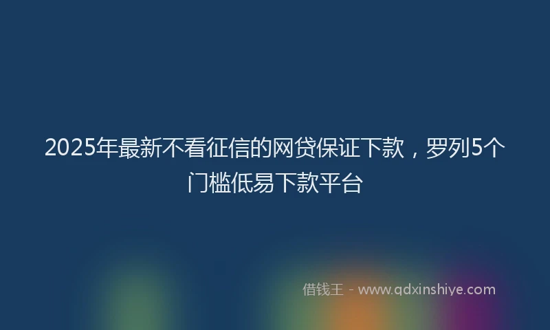 2025年最新不看征信的网贷保证下款，罗列5个门槛低易下款平台