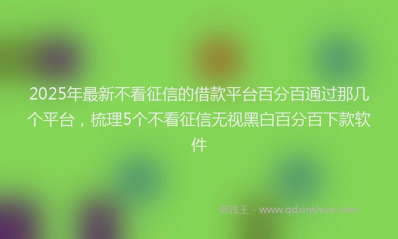 2025年最新不看征信的借款平台百分百通过那几个平台，梳理5个不看征信无视黑白百分百下款软件