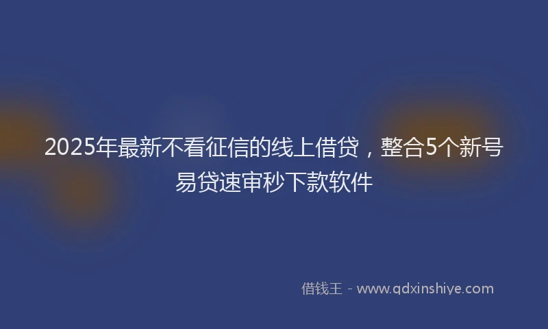 2025年最新不看征信的线上借贷，整合5个新号易贷速审秒下款软件