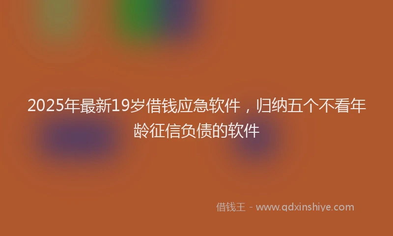 2025年最新19岁借钱应急软件，归纳五个不看年龄征信负债的软件