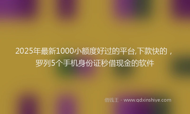 2025年最新1000小额度好过的平台,下款快的，罗列5个手机身份证秒借现金的软件