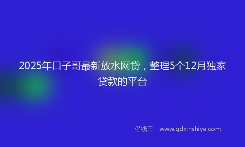2025年口子哥最新放水网贷，整理5个12月独家贷款的平台