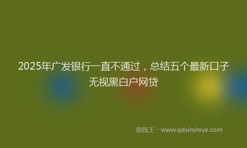 2025年广发银行一直不通过，总结五个最新口子无视黑白户网贷