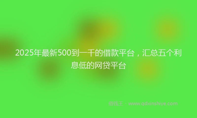 2025年最新500到一千的借款平台，汇总五个利息低的网贷平台