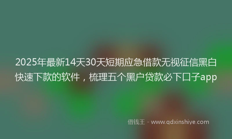 2025年最新14天30天短期应急借款无视征信黑白快速下款的软件，梳理五个黑户贷款必下口子app