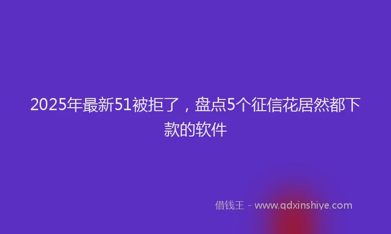 2025年最新51被拒了，盘点5个征信花居然都下款的软件