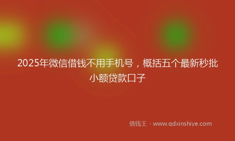 2025年微信借钱不用手机号，概括五个最新秒批小额贷款口子