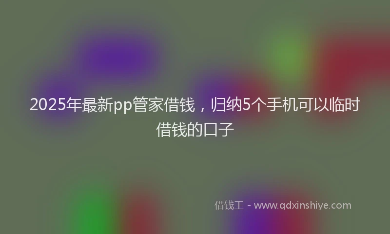 2025年最新pp管家借钱，归纳5个手机可以临时借钱的口子
