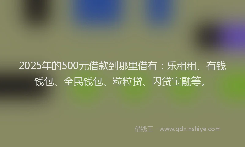 2025年的500元借款到哪里借有：乐租租、有钱钱包、全民钱包、粒粒贷、闪贷宝融等。