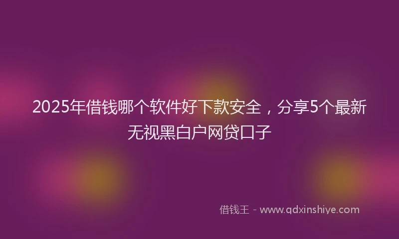 2025年借钱哪个软件好下款安全，分享5个最新无视黑白户网贷口子