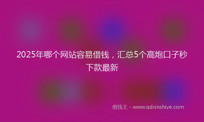 2025年哪个网站容易借钱，汇总5个高炮口子秒下款最新