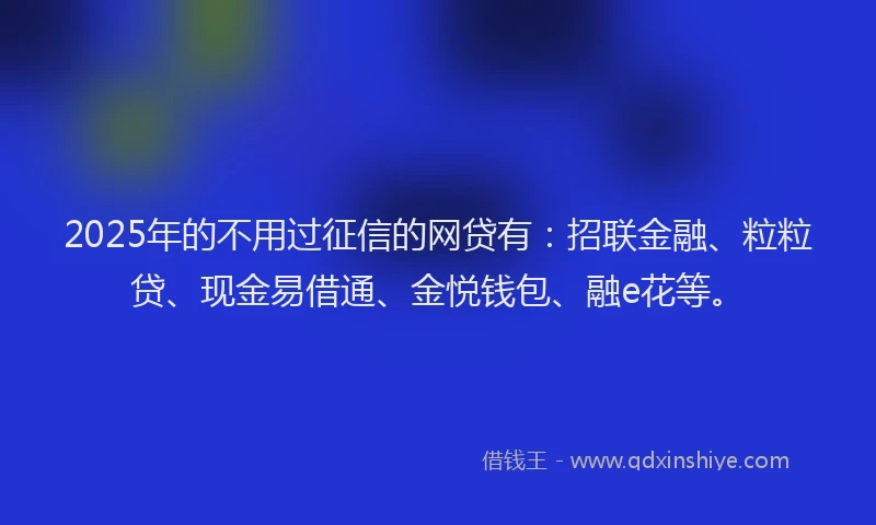 2025年的不用过征信的网贷有：招联金融、粒粒贷、现金易借通、金悦钱包、融e花等。