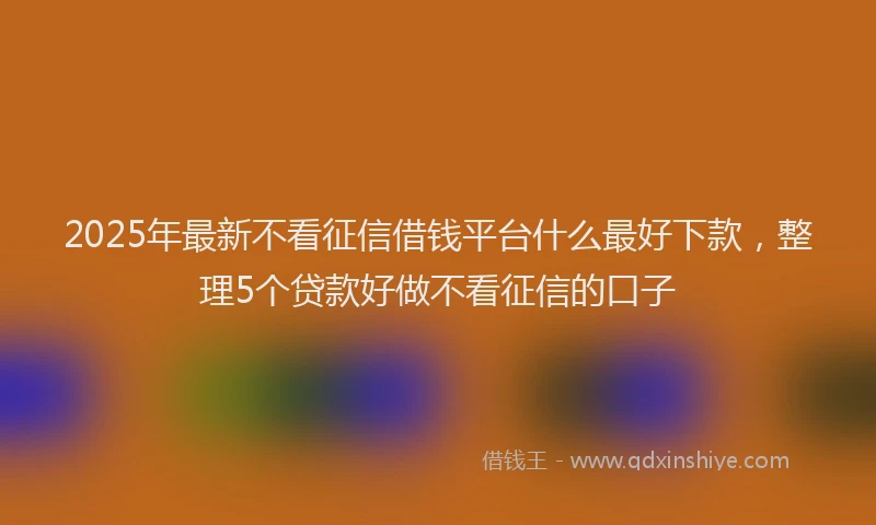 2025年最新不看征信借钱平台什么最好下款，整理5个贷款好做不看征信的口子