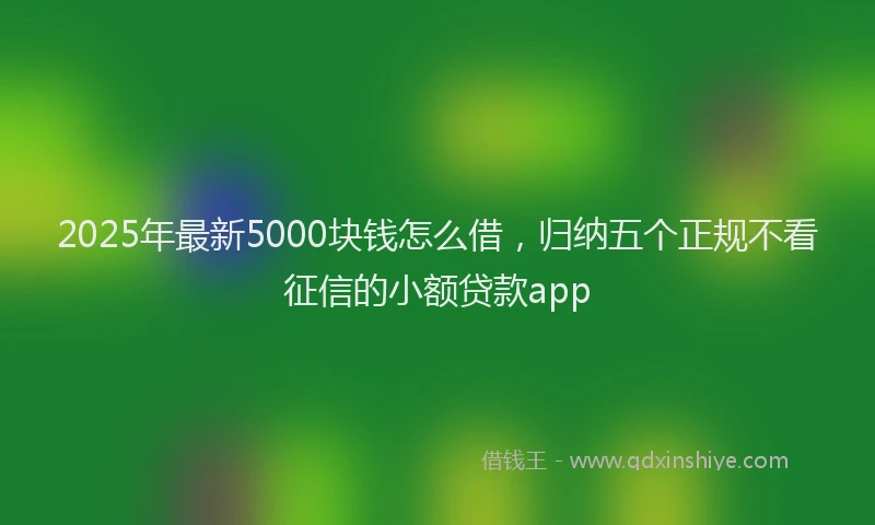 2025年最新5000块钱怎么借，归纳五个正规不看征信的小额贷款app